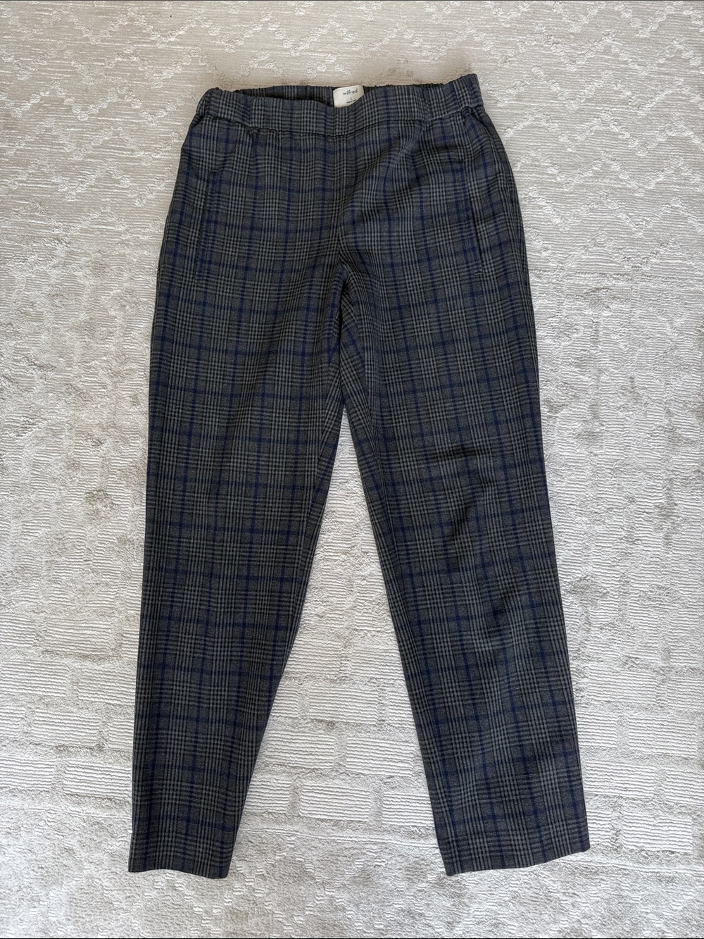 Aritzia Wilfred Grey and Blue Plaid Work Pants